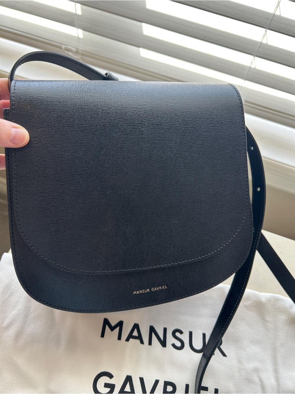 Mansur Gavriel Classic Crossbody in Black Textured Leather